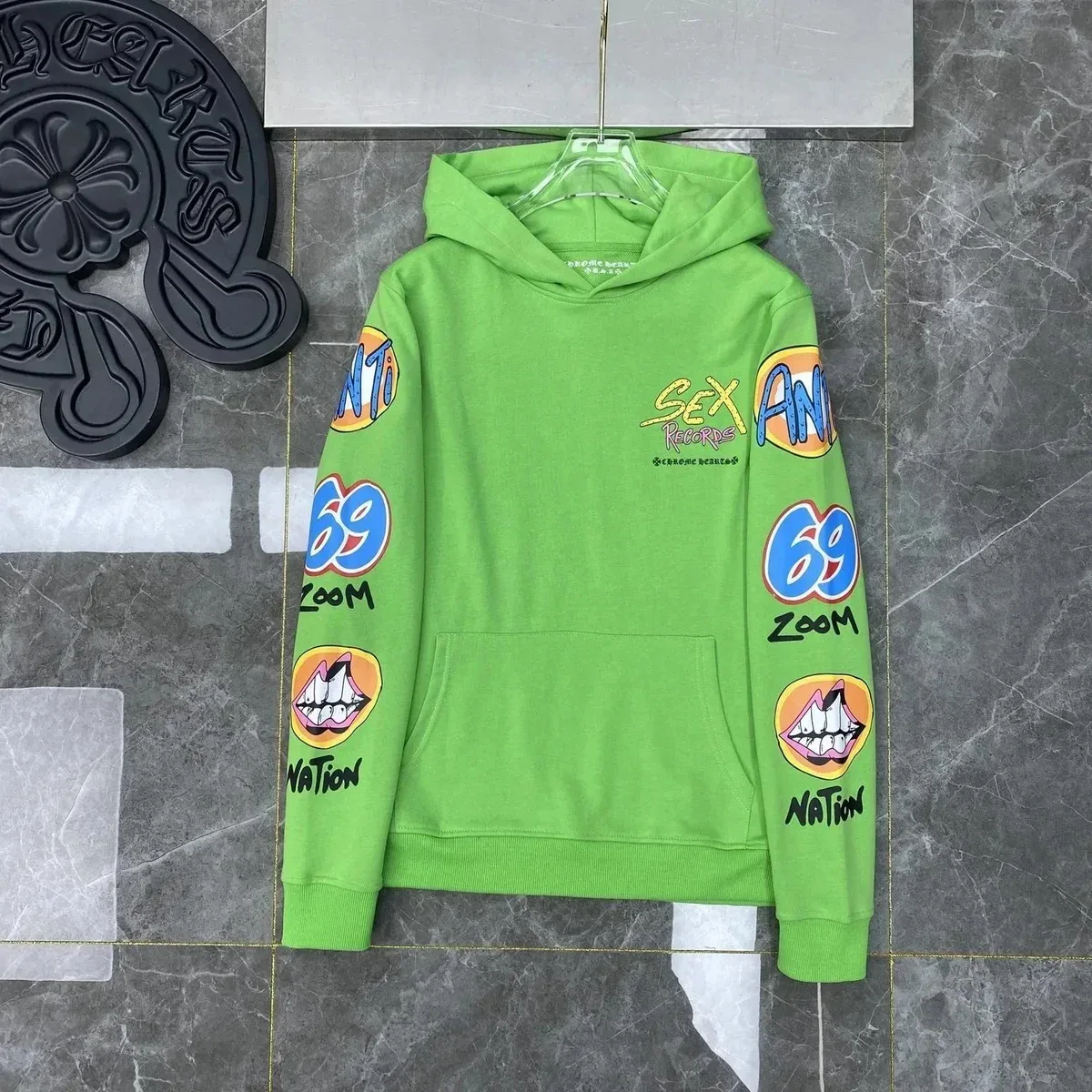 Chrome Hearts Green 'Sex Records' Hoodie