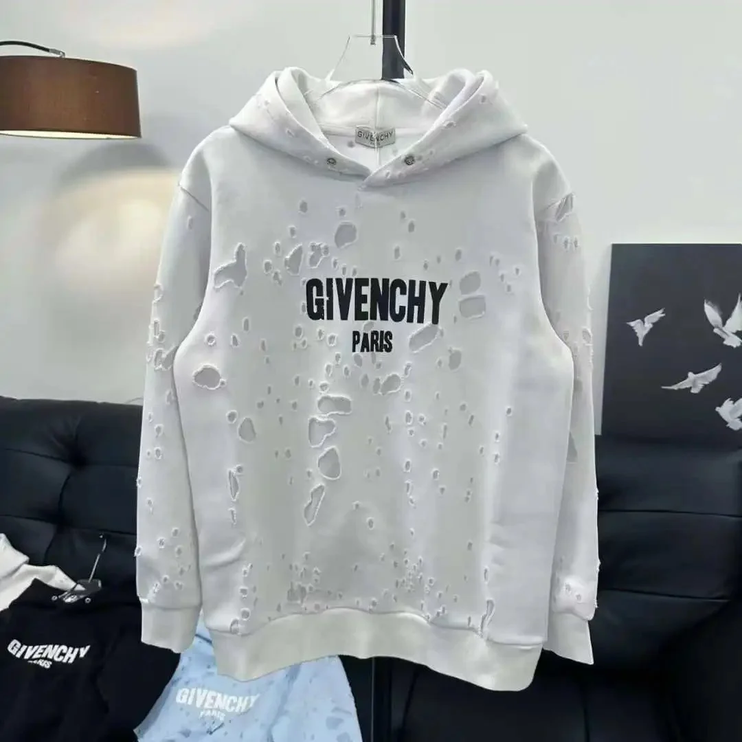 Givenchy 60y1 Distressed Hoodie White Casual