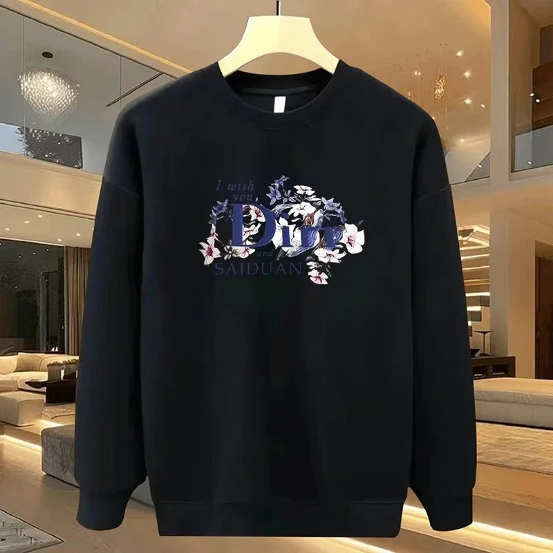 Dior Floral Print Crewneck Sweatshirt Black