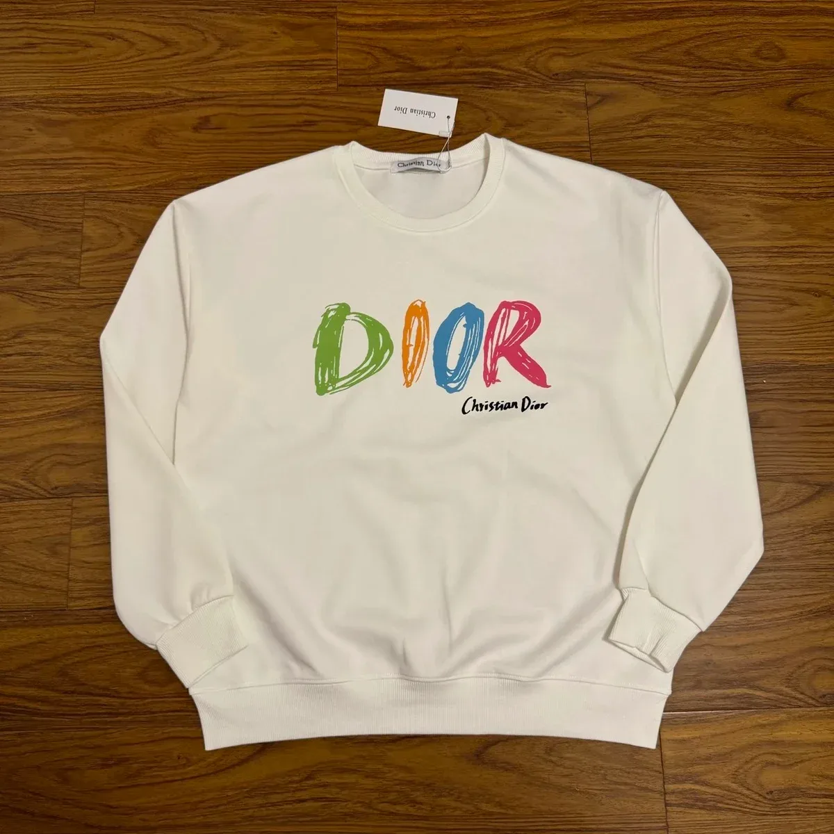 Dior White Dior Logo Crewneck Sweatshirt