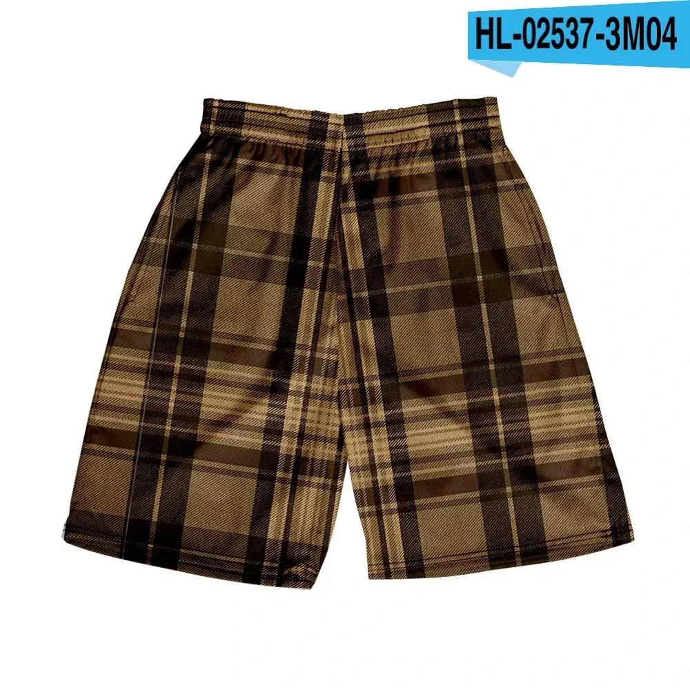 Plaid Shorts Brown Beige Casual Shorts