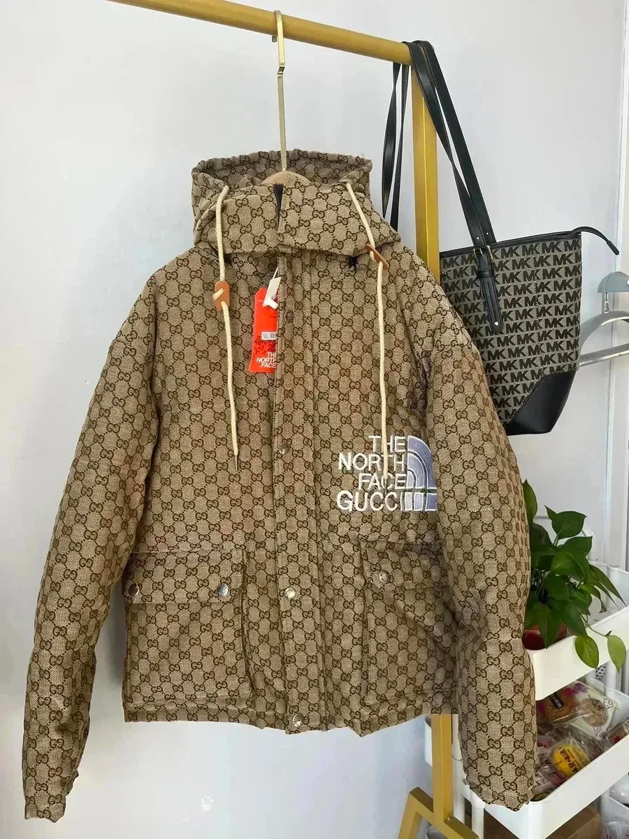 The North Face Gucci Collaboration GG Logo Hooded Parka 19 Khaki