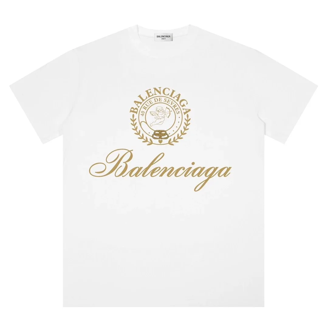 Balenciaga White Gold Logo T-Shirt