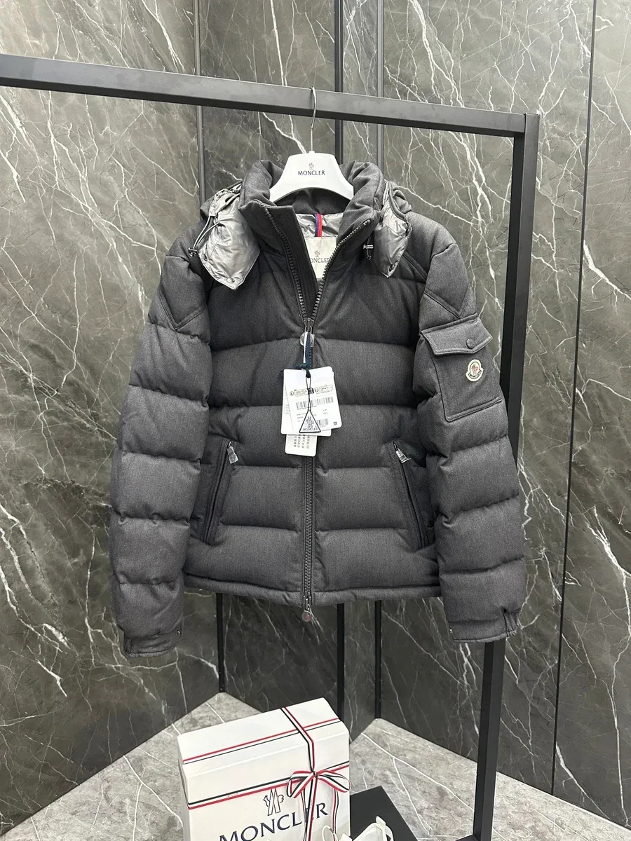 Moncler Grey Hooded Down Jacket