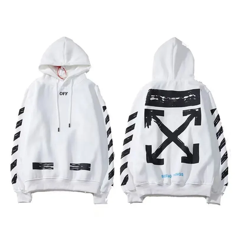 Off-White OW Arrow White Hoodie with Black Arrows