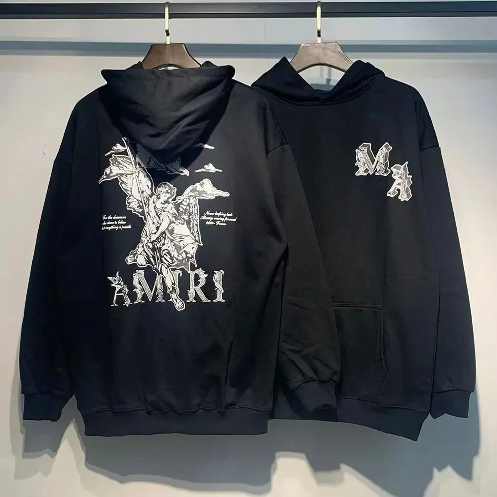 Amiri Black Angel Print Hoodie