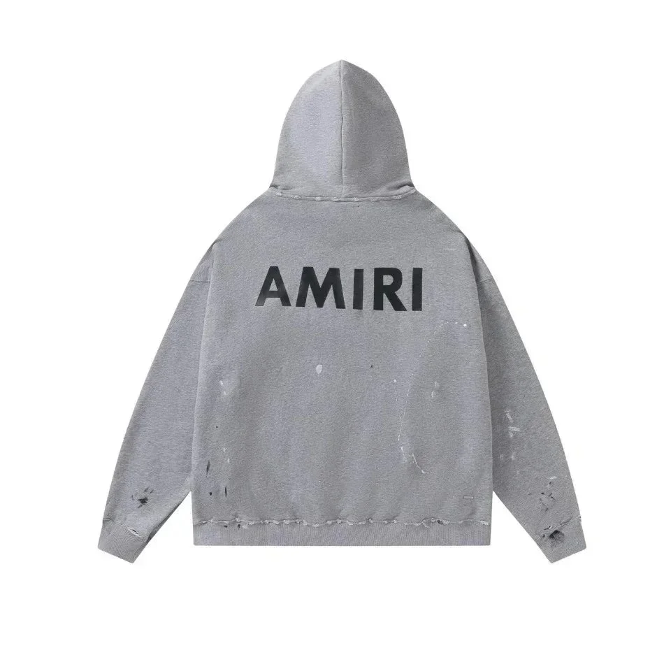Amiri Distressed Hoodie Grey Casual