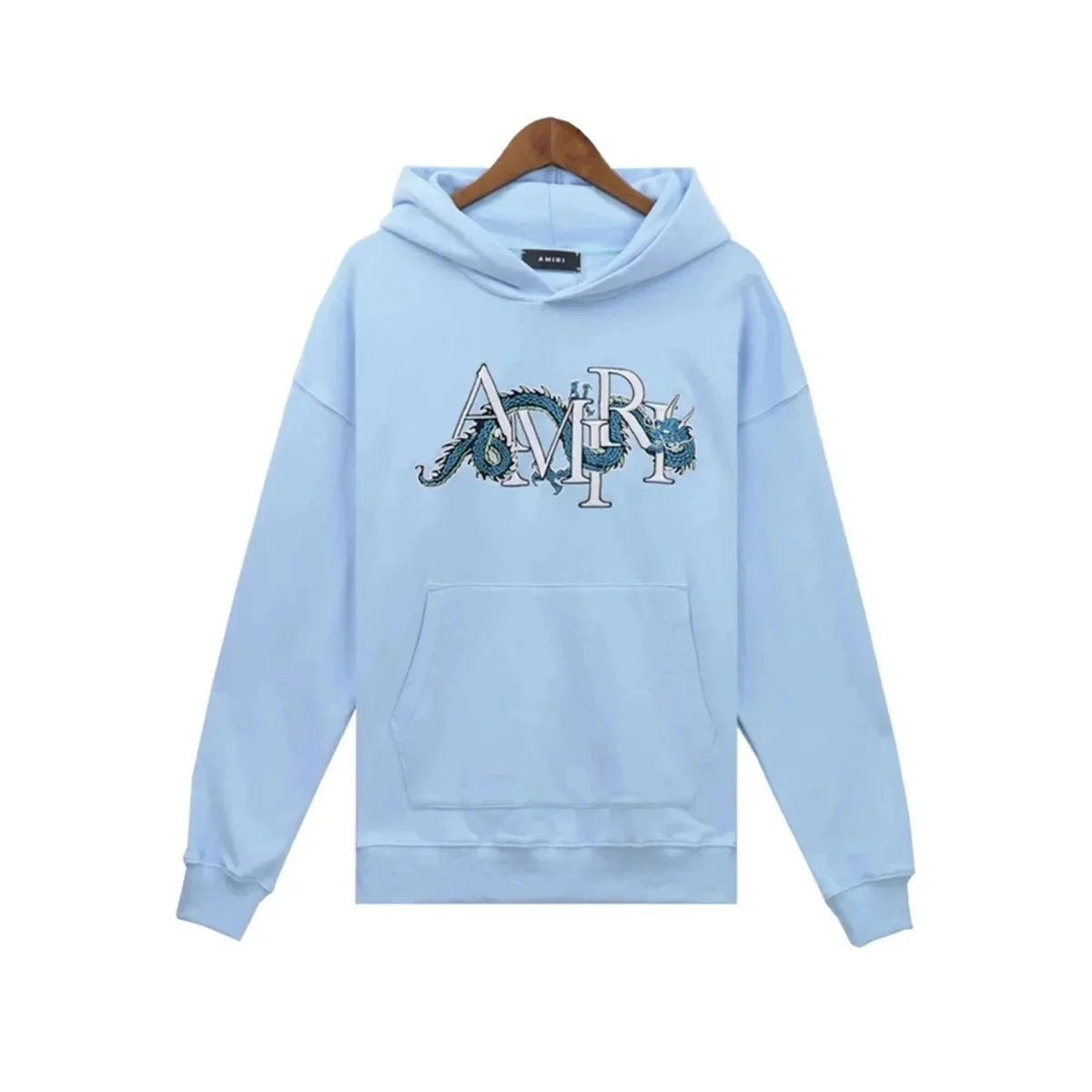 Amiri Light Blue Dragon Embroidery Hoodie