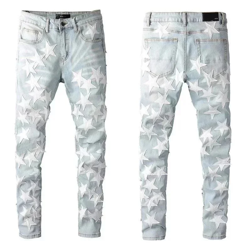 Amiri MX1 Star Embroidered Jeans Light Blue