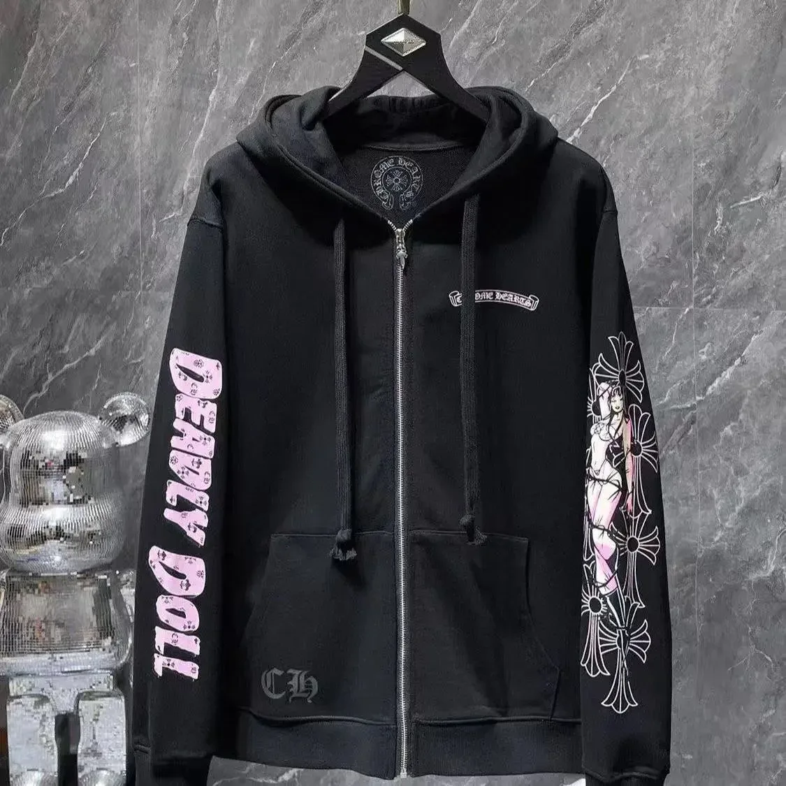 Chrome Hearts CH Cross Deadly Doll Black Hoodie
