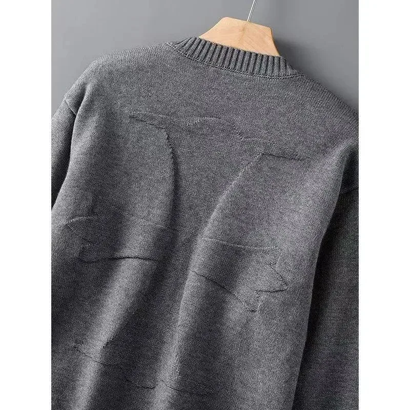 Unisex Grey '毛衣A灰' Knit Sweater