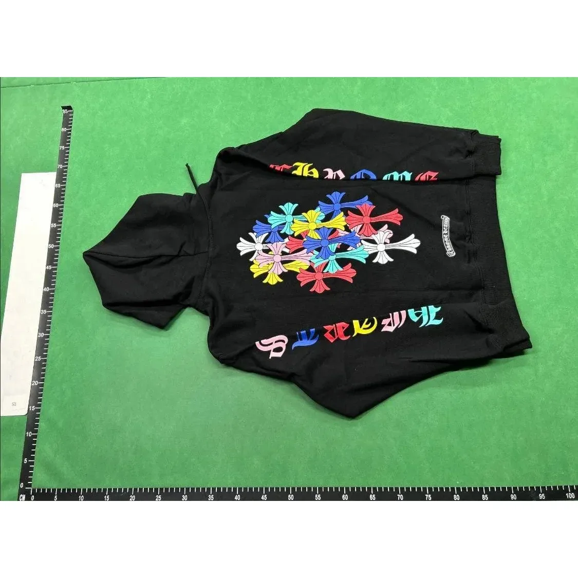 Chrome Hearts CH Cross Black Hoodie with Colorful Embroidery