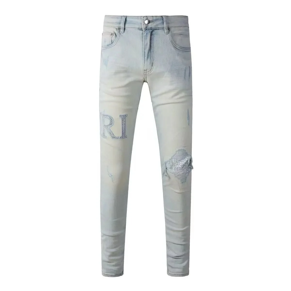 Light Wash RI Jeans with Rhinestone Detail