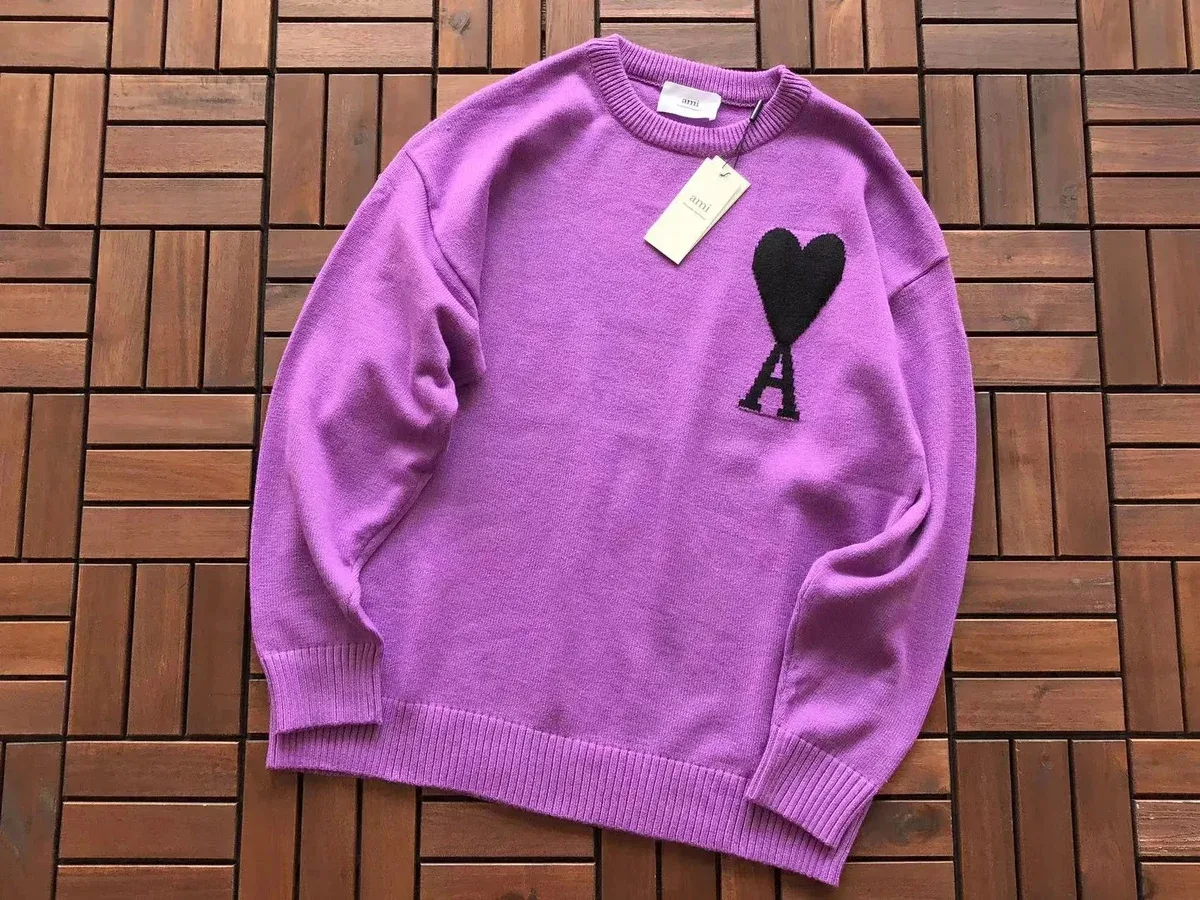 Ami Paris Ami Purple Heart Sweater Purple - 1