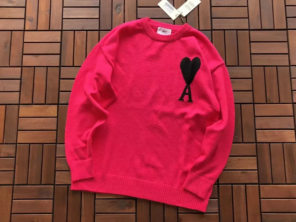 Ami Red Heart Sweater with Black Logo