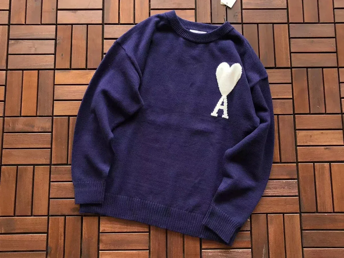 Ami Paris Ami de Coeur Sweater Navy Blue