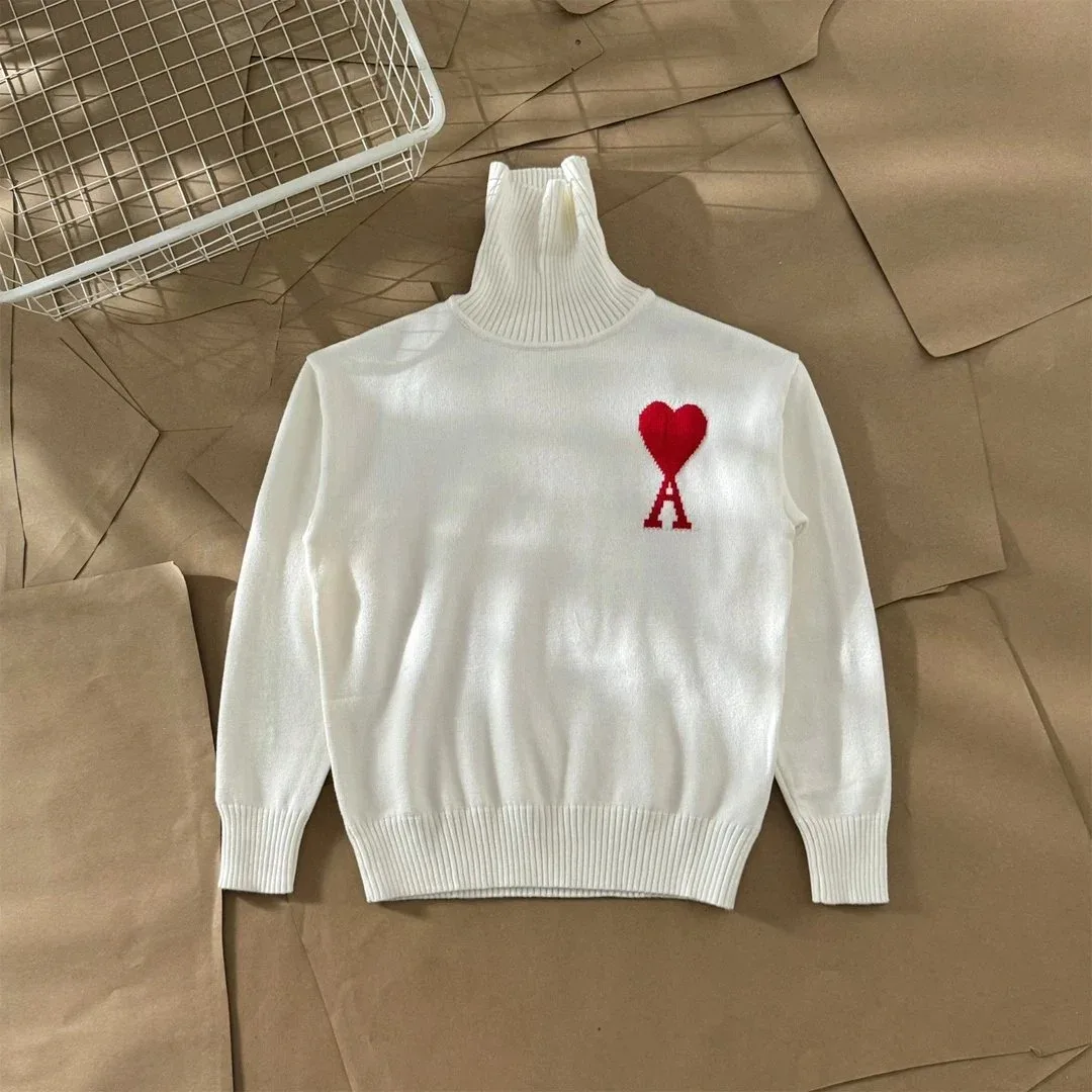 Ami Paris Ami de Coeur White Heart Sweater