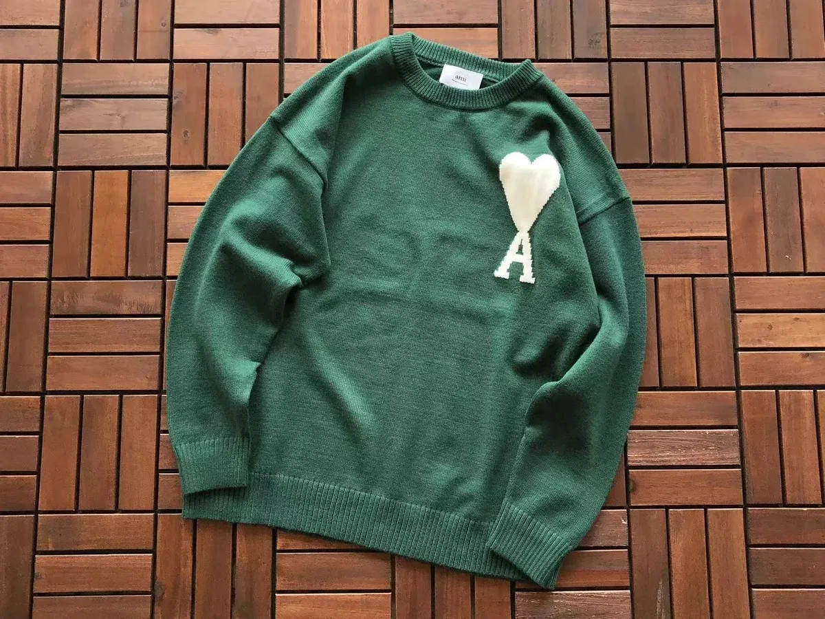 Ami Ami de Coeur Green Heart Sweater