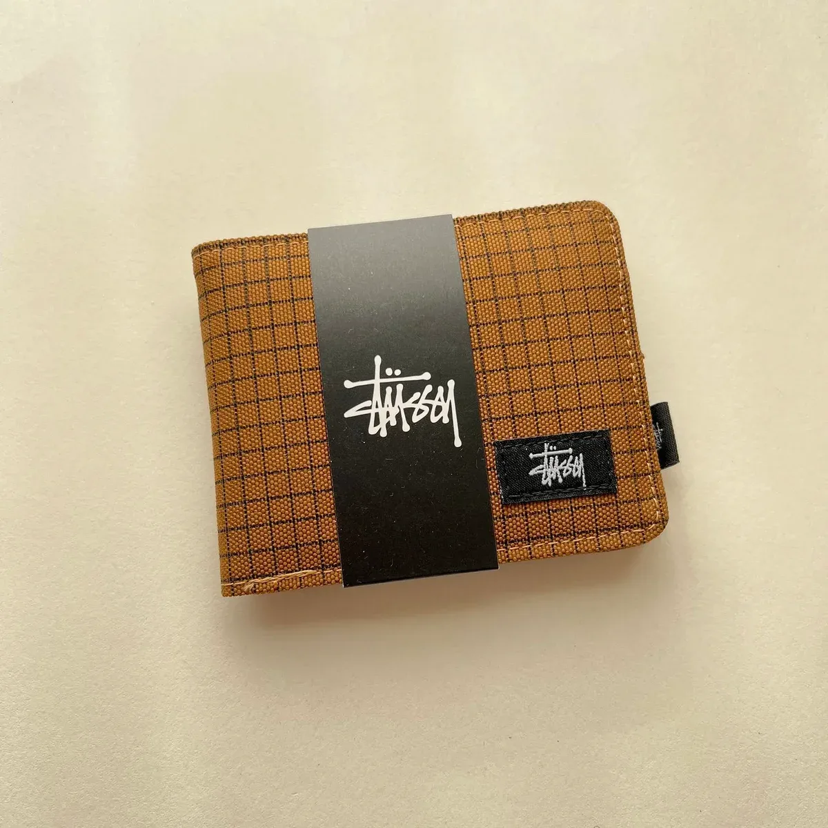 Stussy Grid Canvas Wallet Tan