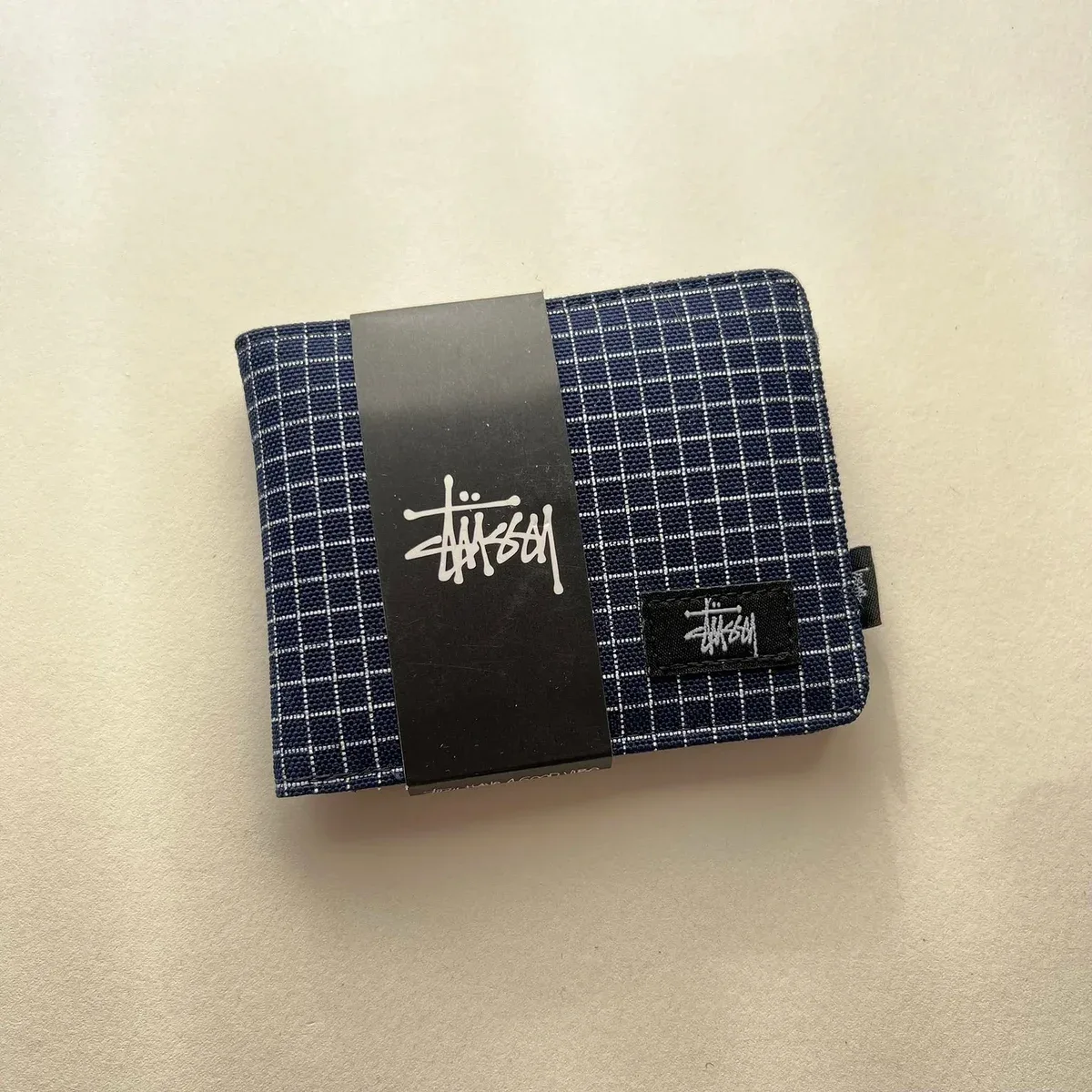 Stussy Grid Check Canvas Wallet Navy