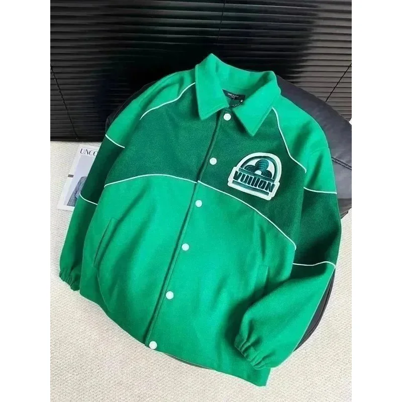 Green '15' Varsity Jacket with Logo Patch