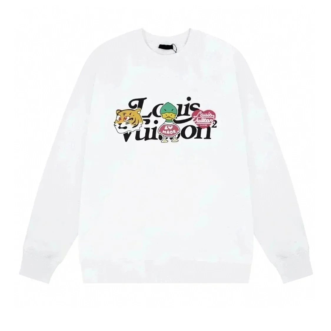 Louis Vuitton White Tiger & Duck Print Crewneck Sweatshirt