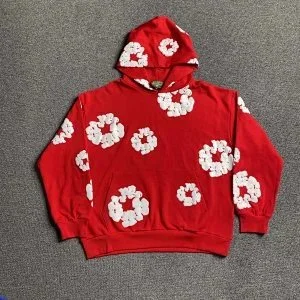 Red Floral Print Hoodie Sweatshirt