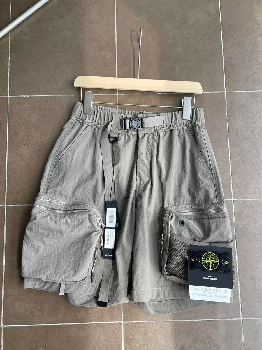 Stone Island Tank Shield Ghost Piece Olive Cargo Shorts