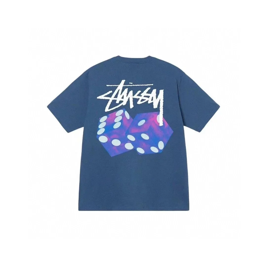 Stussy Dice Print T-Shirt 18 Blue T-Shirts