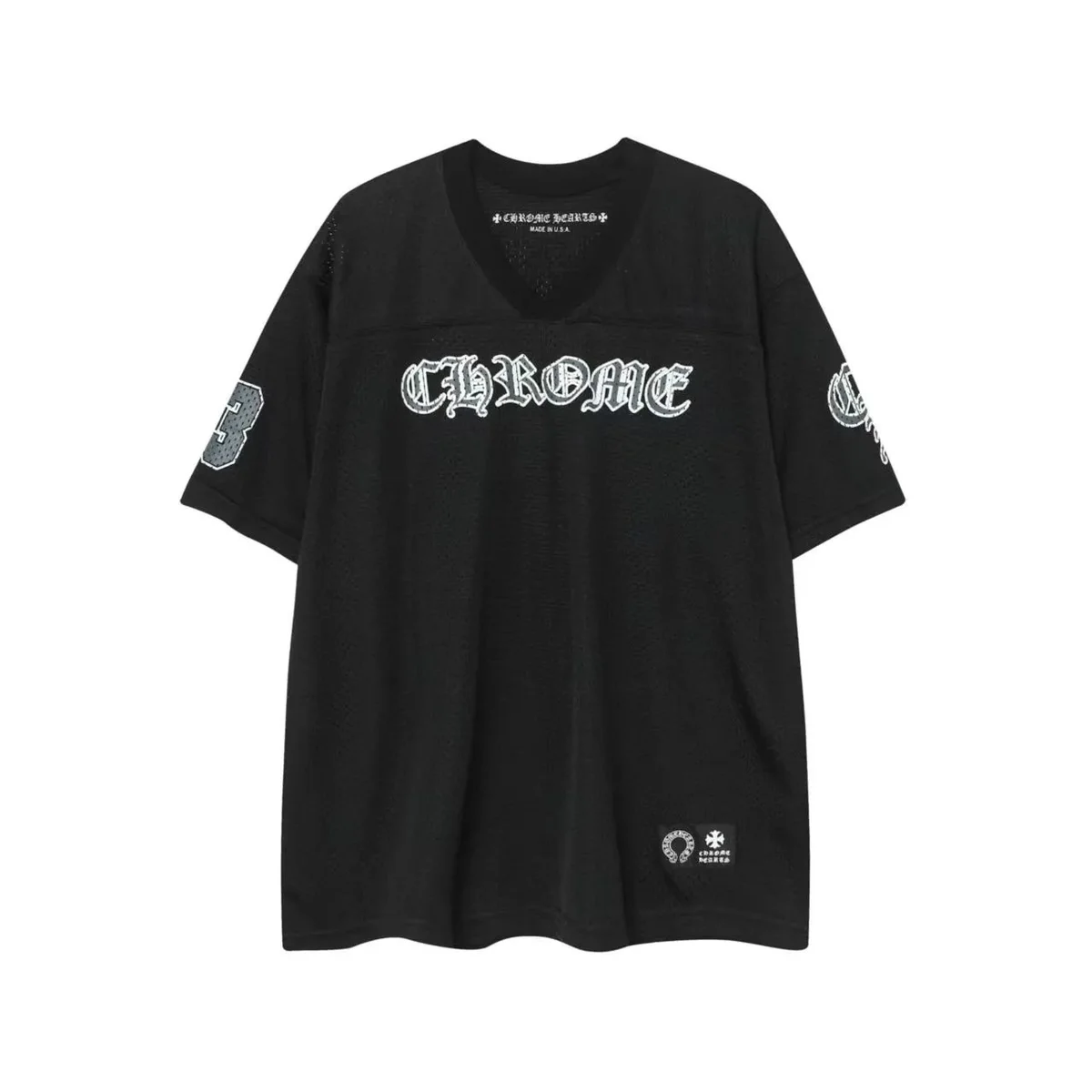 Chrome Hearts CH Cross Jersey Black V-neck Top