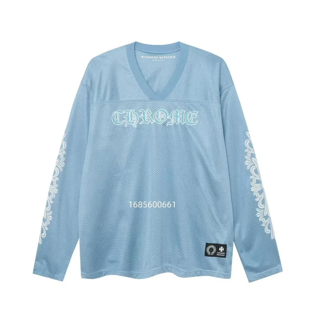 Chrome Hearts CH Cross Long Sleeve Jersey Light Blue