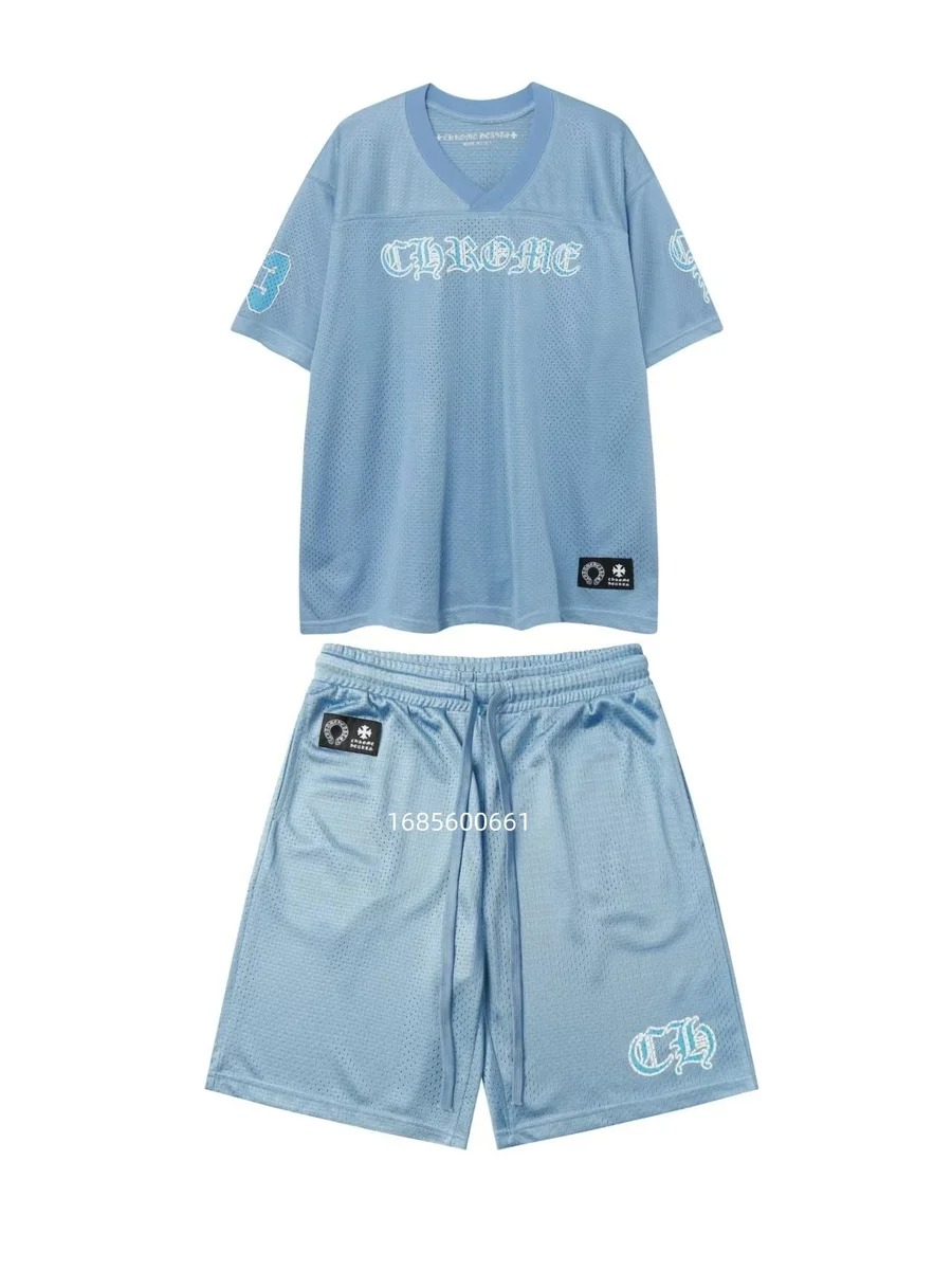 Chrome Hearts Light Blue Mesh Set Casual Co-ord Set
