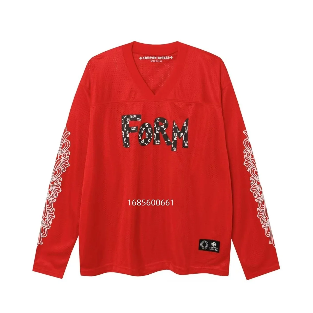 Chrome Hearts FORM Red Long Sleeve Jersey Top