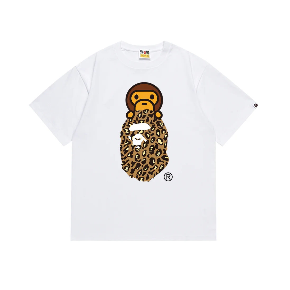 A Bathing Ape BAPE STA White Leopard Monkey T-Shirt