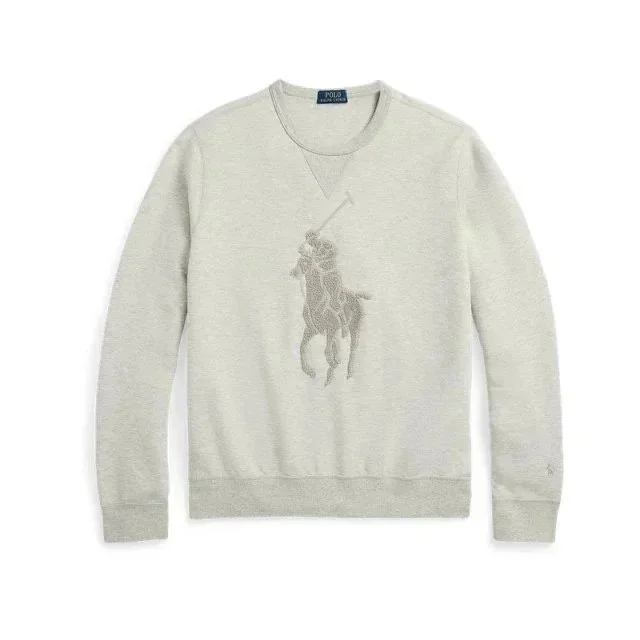 Polo Ralph Lauren Big Pony Grey Cotton Embroidered Sweater
