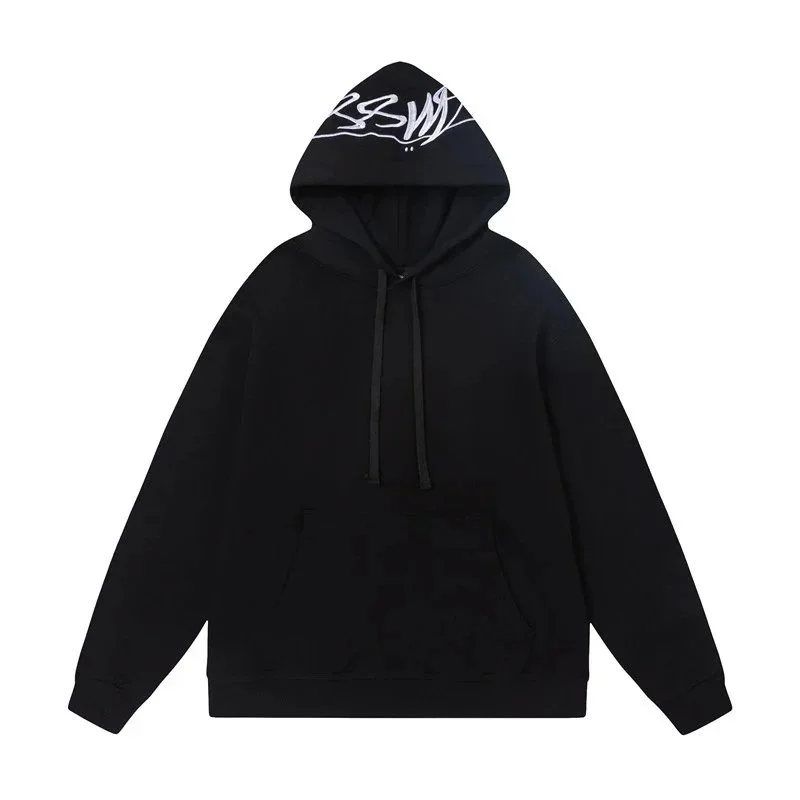Black Oversized Hoodie with White Graphic Print
