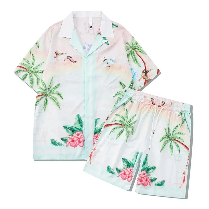 Unknown Brand Tropical Print Shorts Set 01 Green White