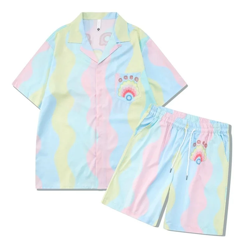 Pastel Wavy Print Set 17粉蓝黄 Co-ord Set