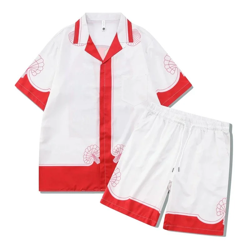 White Red Shell Print Co-ord Set