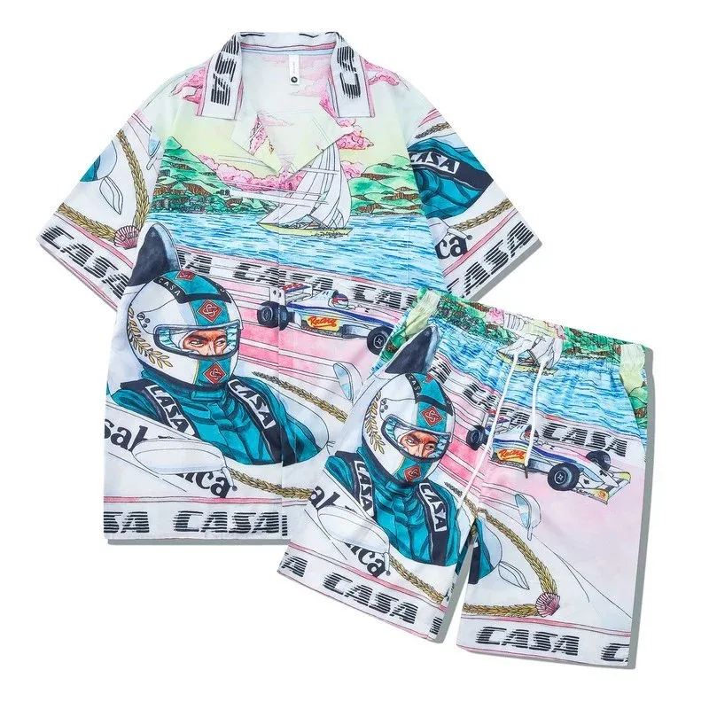 Unisex Racing Print Shorts Set 37 Pilot