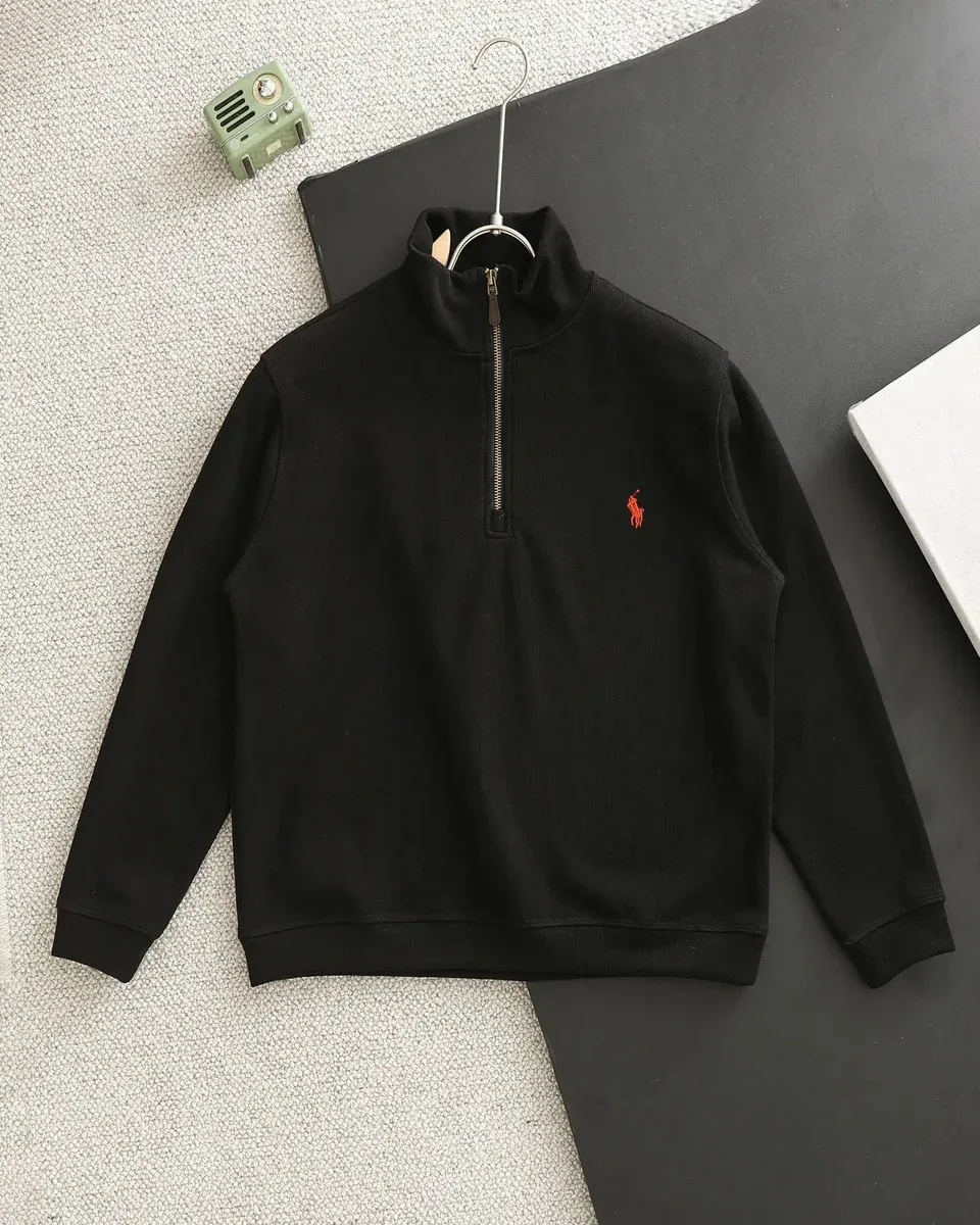 Polo Ralph Lauren Big Pony Black Zip Neck Sweater