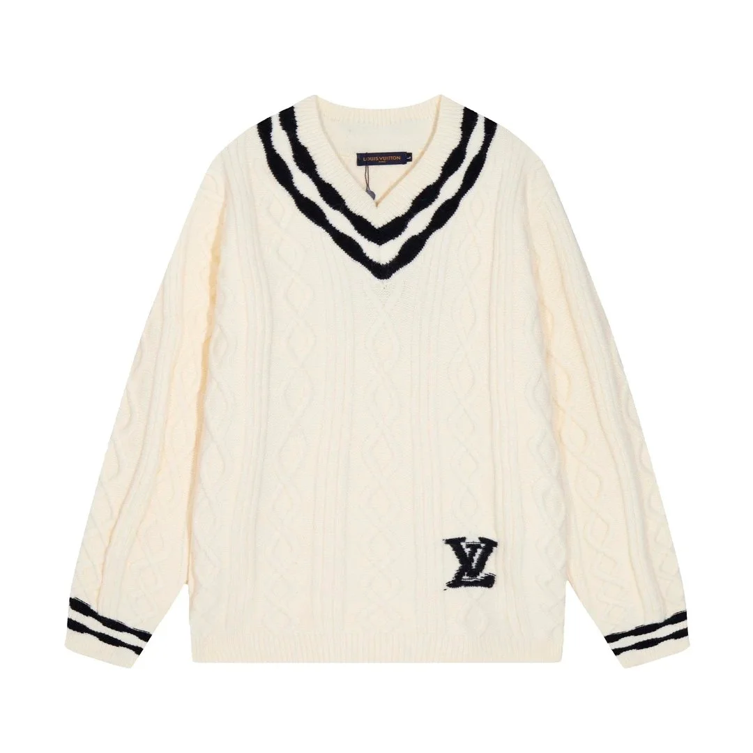 Louis Vuitton Cable Knit Sweater Cream with Black Trim