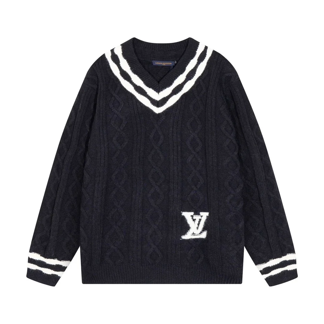 Louis Vuitton Black & White Cable Knit Sweater