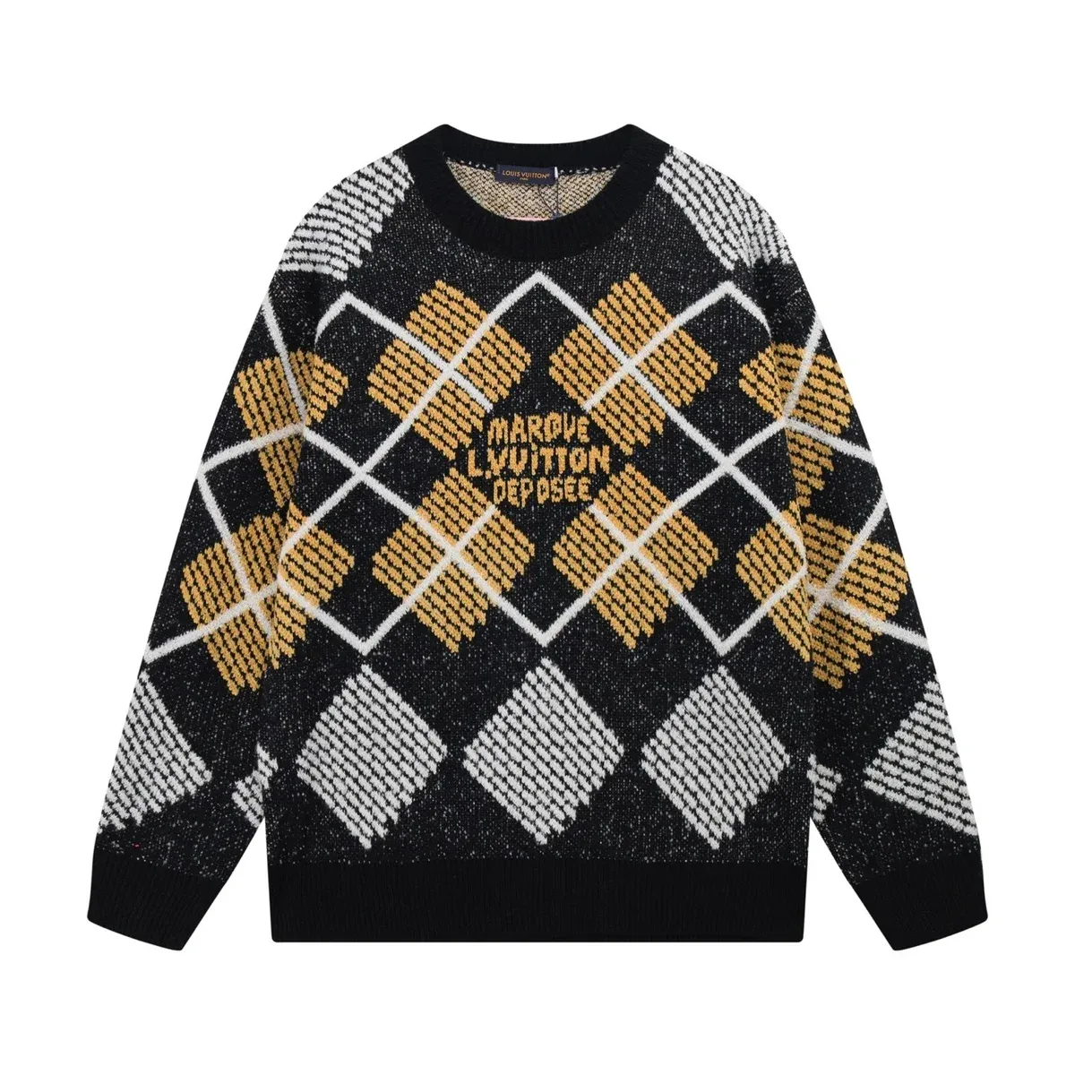 Louis Vuitton Tabi Argyle Knit Sweater Black/Gold