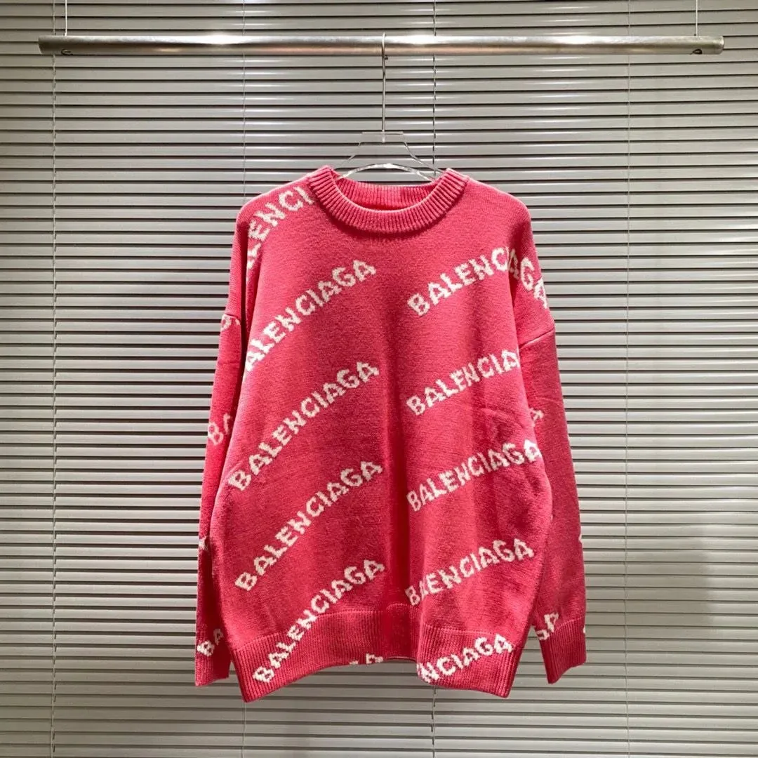 Balenciaga Logo Knit Sweater Red