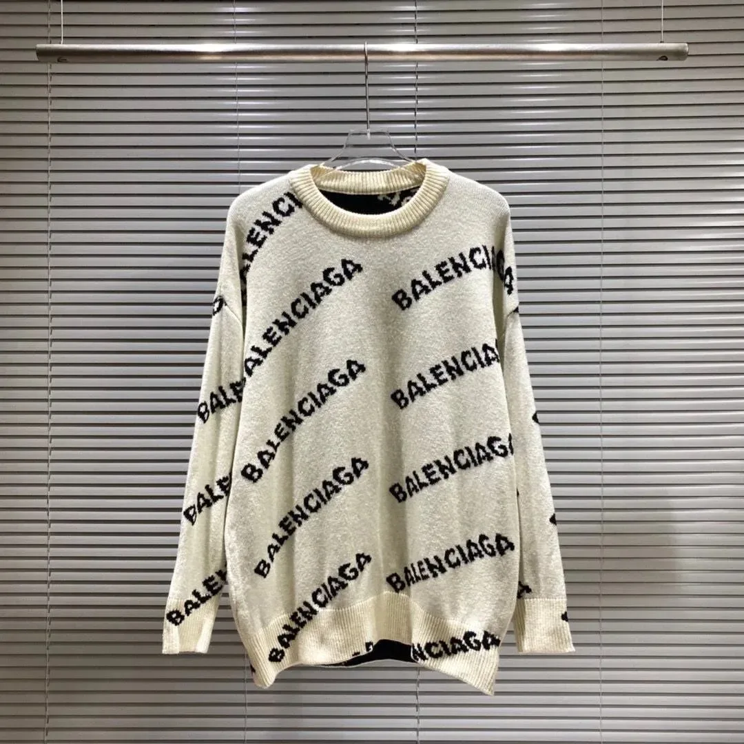 Balenciaga Logo Knit Sweater Cream