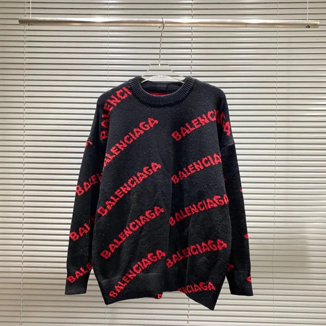 Balenciaga Logo Knit Sweater Black/Red