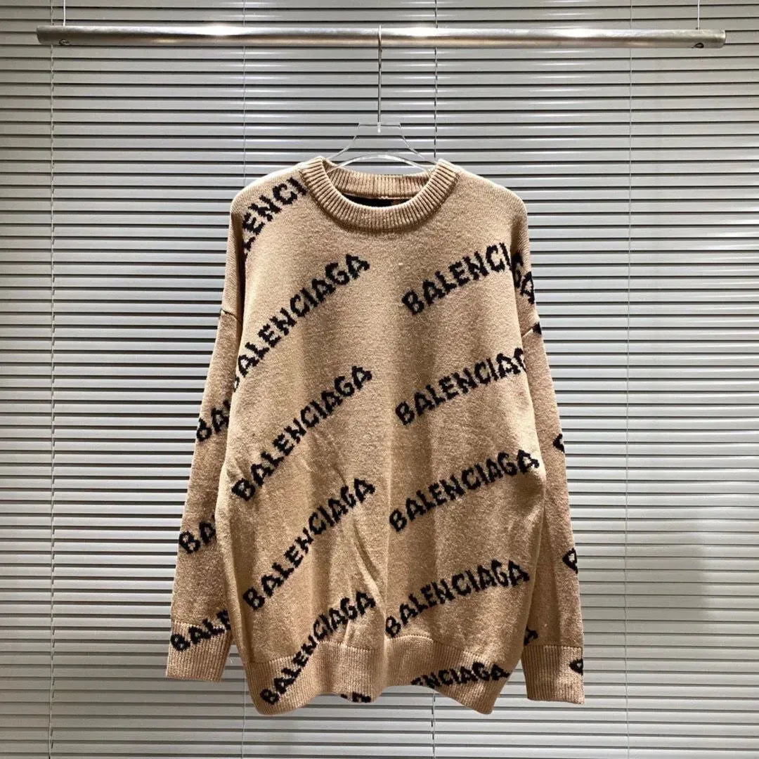 Balenciaga Logo Knit Sweater Beige