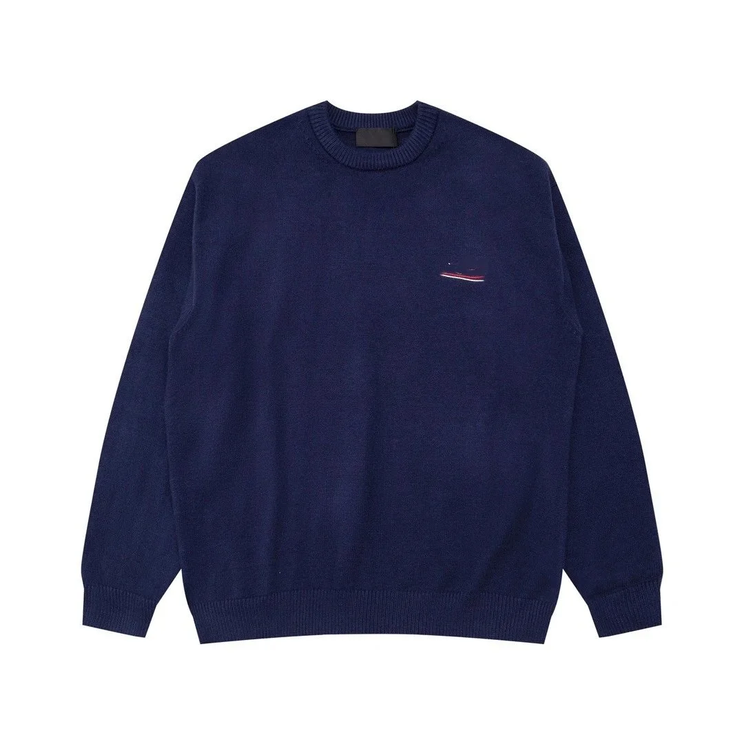 Navy Solid Crewneck Sweater