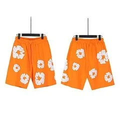 8611 Orange Floral Print Shorts
